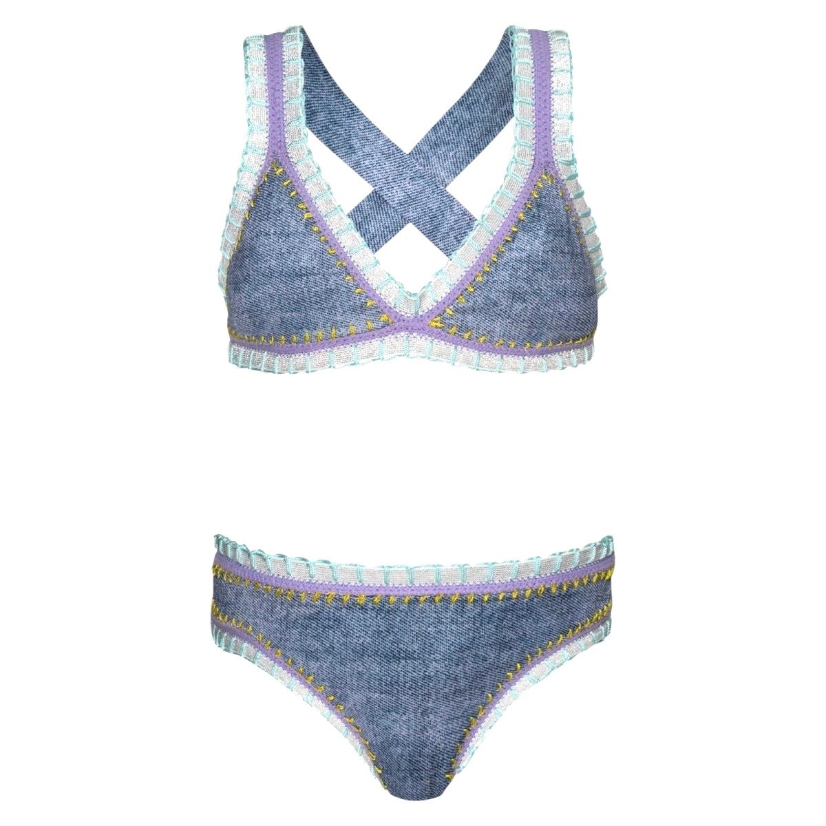 RAINBOW EMBROIDERED TRIANGLE TWO PIECE BIKINI - PQ KIDS