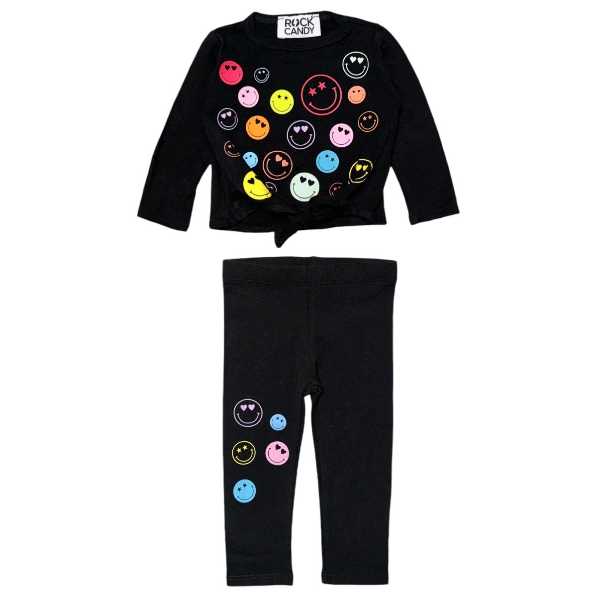 RAINBOW SMILEY LONG SLEEVE TIE TSHIRT & LEGGINGS SET - ROCK CANDY