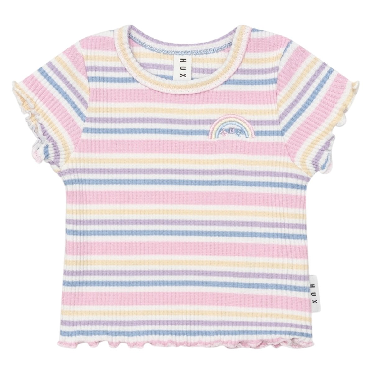 RAINBOW STRIPE RIB TSHIRT - HUXBABY