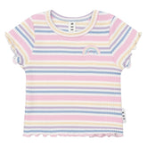 RAINBOW STRIPE RIB TSHIRT - HUXBABY