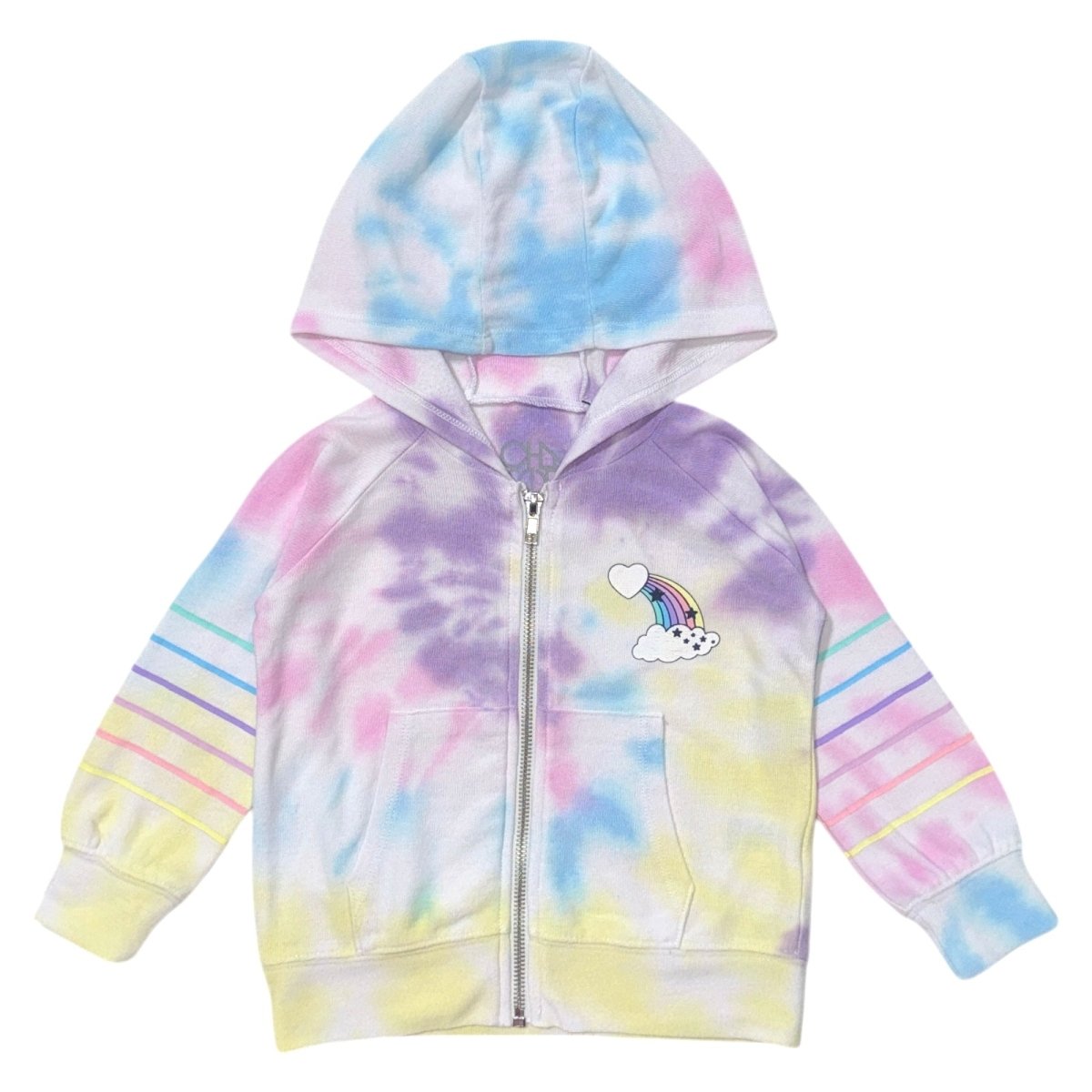 RAINBOW TIE DYE ZIP UP HOODIE - HOODIES