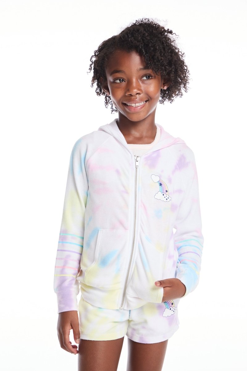 RAINBOW TIE DYE ZIP UP HOODIE - HOODIES