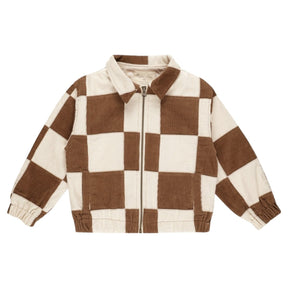 SADDLE CHECKERED CORD BOMBER JACKET (UNISEX) - RYLEE + CRU