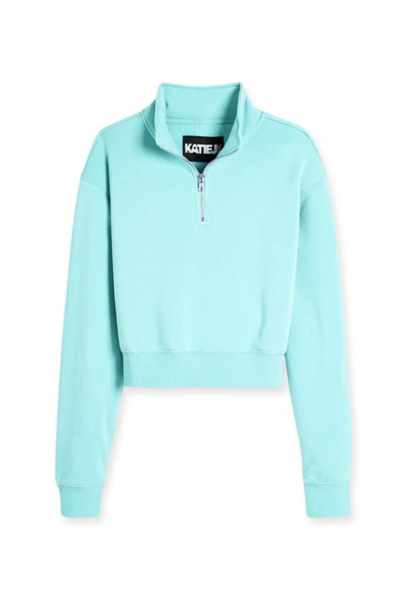 SEA GLASS DYLAN 3/4 ZIP UP SWEATSHIRT (PREORDER) - KATIE J NEW YORK