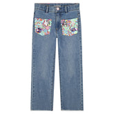 SEQUIN FLOWER POCKET DENIM PANTS (PREORDER) - BILLIEBLUSH