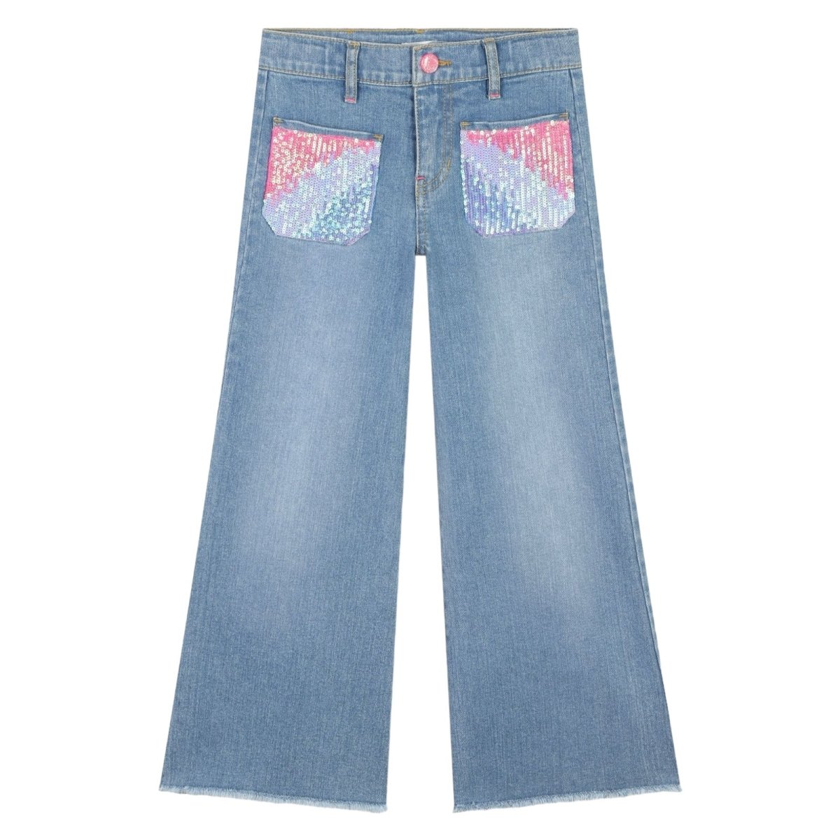 SEQUIN POCKET WIDE LEG DENIM PANTS (PREORDER) - BILLIEBLUSH