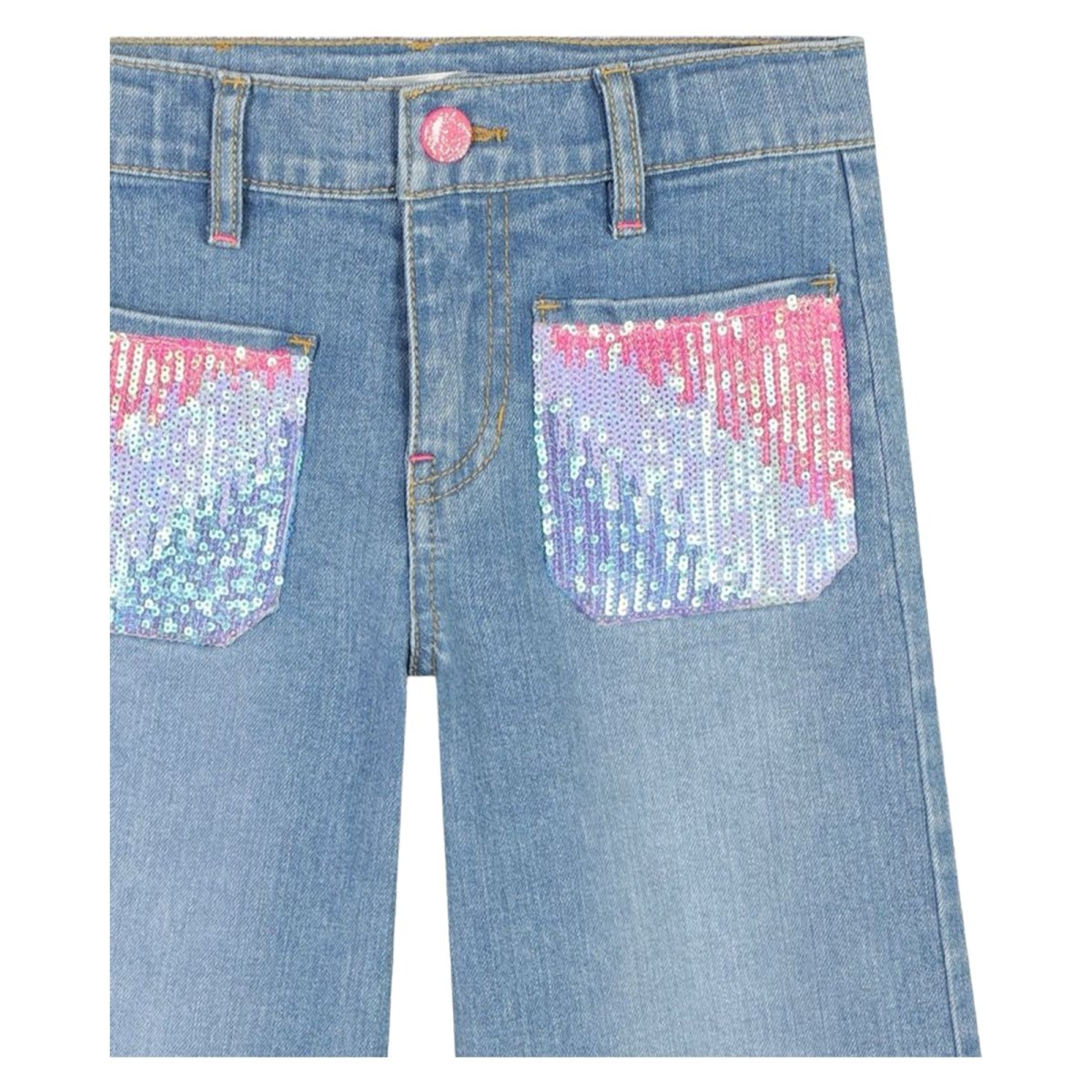 SEQUIN POCKET WIDE LEG DENIM PANTS (PREORDER) - BILLIEBLUSH