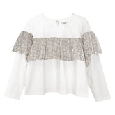 SEQUIN RUFFLE LONG SLEEVE TOP (PREORDER) - ANDORINE