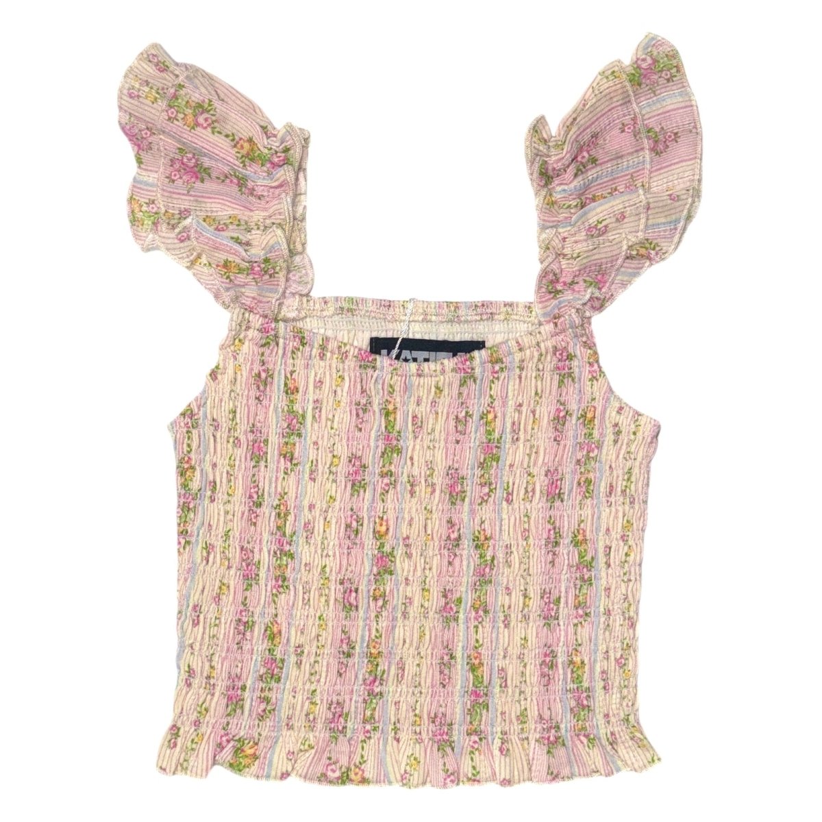 SHABBY FLORAL STRIPE JOANNA TOP - KATIE J NEW YORK