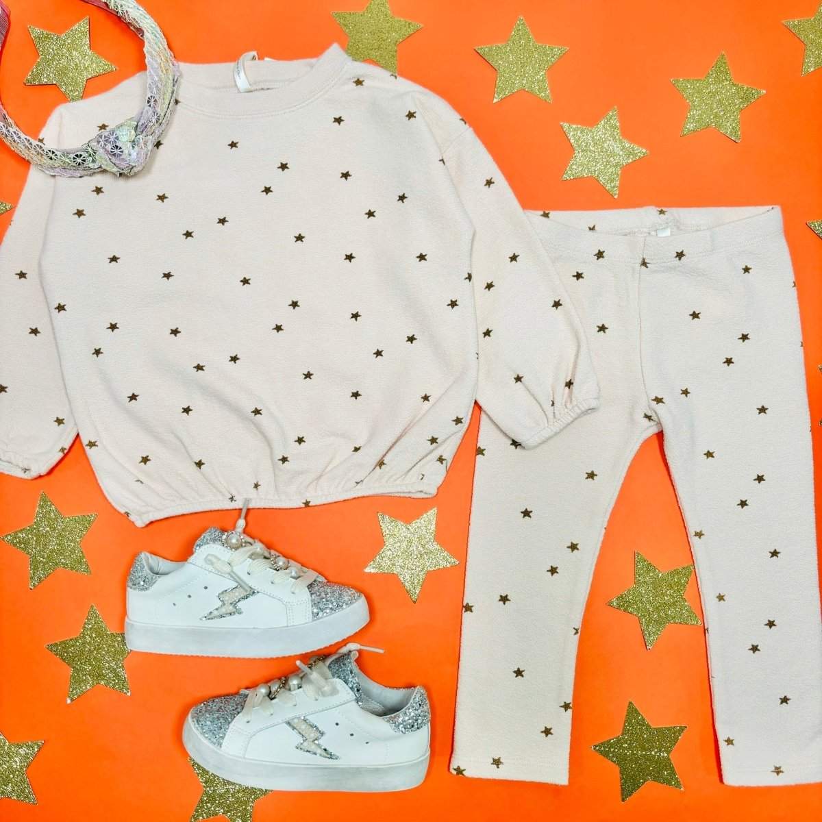 SHELL STARS SPONGEY KNIT SWEATSHIRT AND LEGGINGS SET - RYLEE + CRU