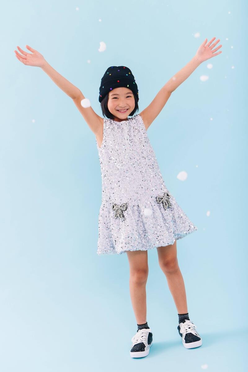 SHIMMER SEQUIN BOW DRESS (PREORDER) - LOLA AND THE BOYS