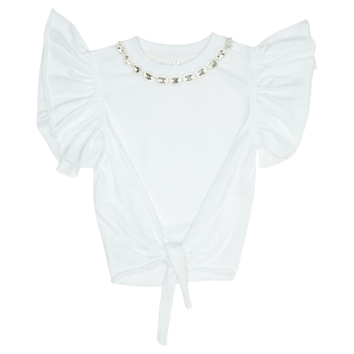 SKYE CRYSTAL RUFFLE TOP - SHORT SLEEVE TOPS