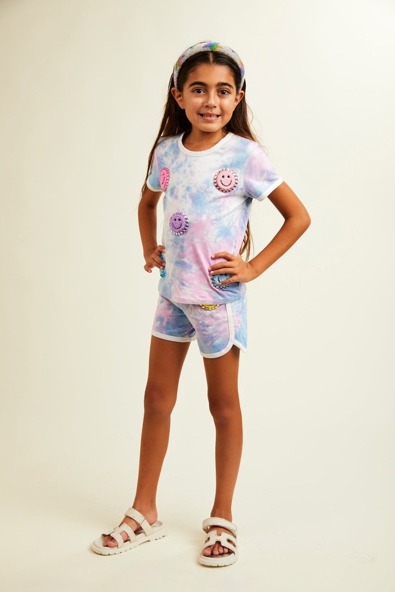 SLOANE SMILEY TIE DYE TOP AND SHORTS SET - MINI DREAMERS