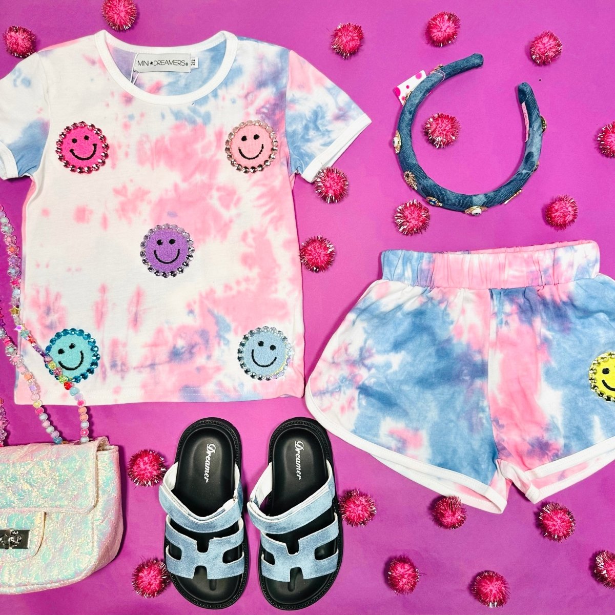 SLOANE SMILEY TIE DYE TOP AND SHORTS SET - SET