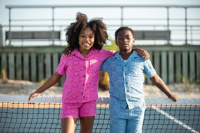 SMILEY FACE CHECKERED TERRY RESORT BUTTON DOWN TOP - BUTTON DOWNS