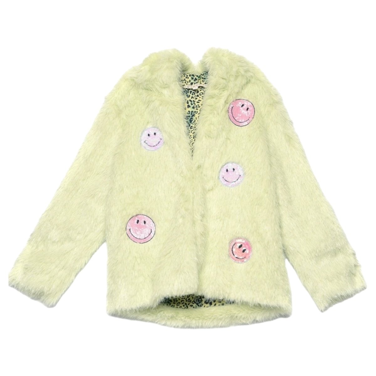 SMILEY FACE HOODED FAUX FUR COAT (PREORDER) - SARA SARA