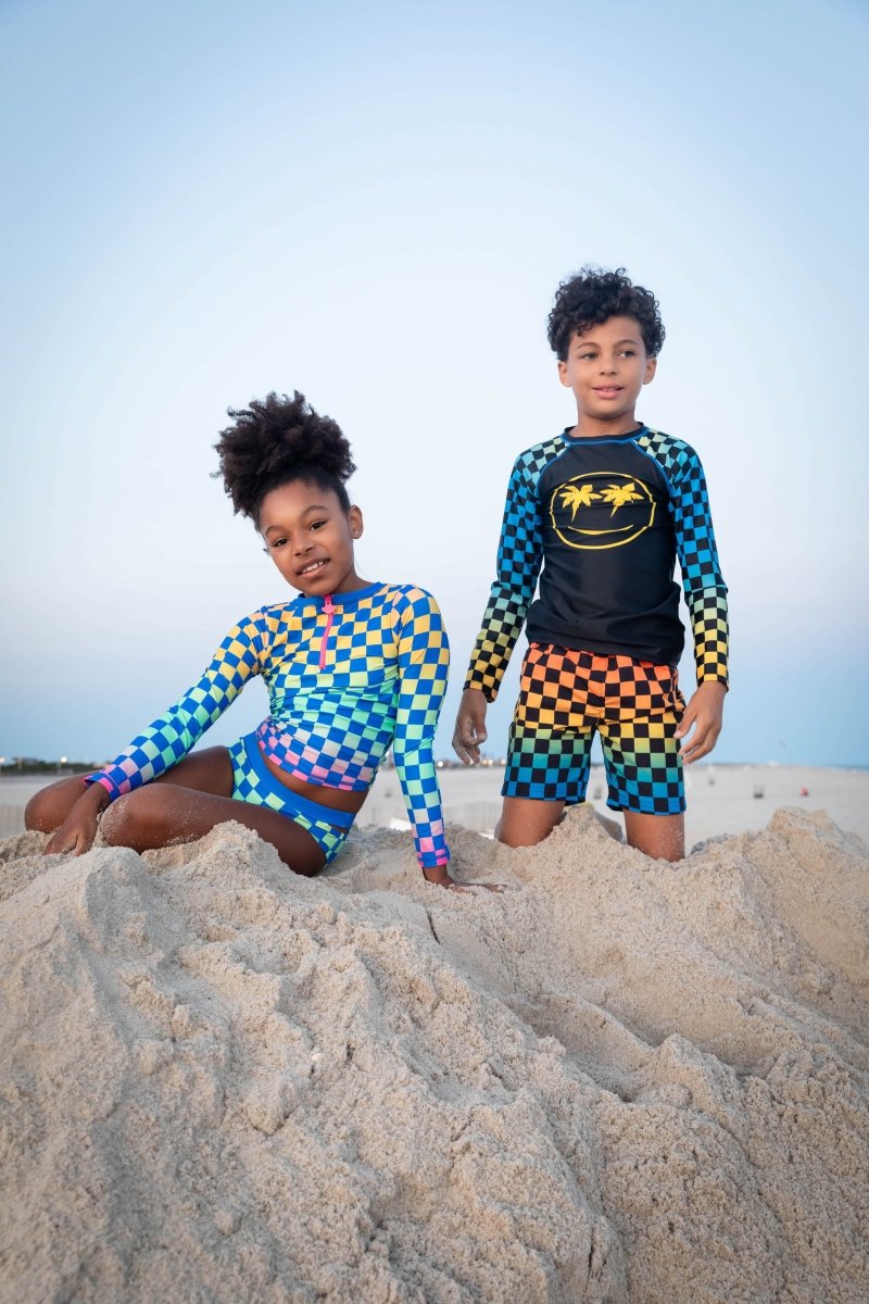 SMILEY FACE LONG SLEEVE RASH GUARD - RASH GUARDS