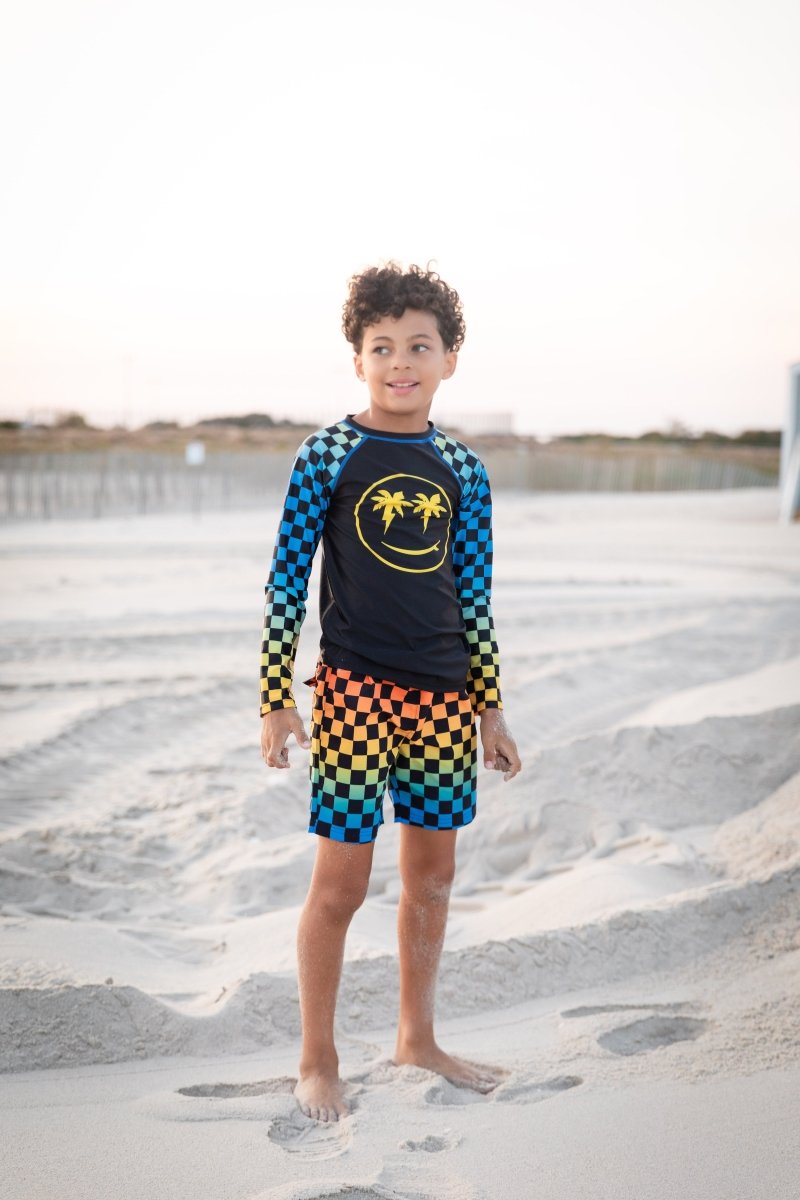 SMILEY FACE LONG SLEEVE RASH GUARD - RASH GUARDS