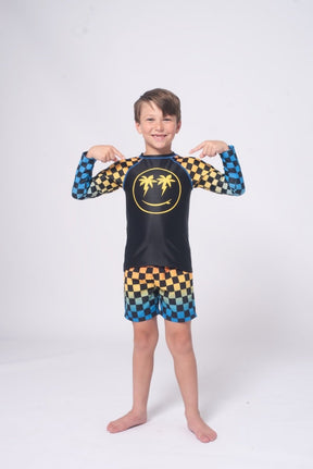 SMILEY FACE LONG SLEEVE RASH GUARD - RASH GUARDS