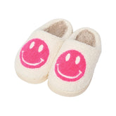 SMILEY FACE PLUSH SLIPPERS - MALIBU SUGAR