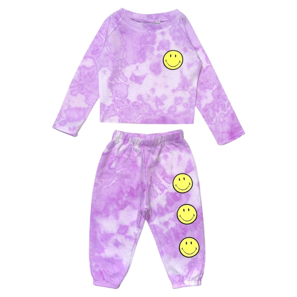 SMILEY FACE TIE DYE SWEATSHIRT AND SWEATPANTS SET - SET