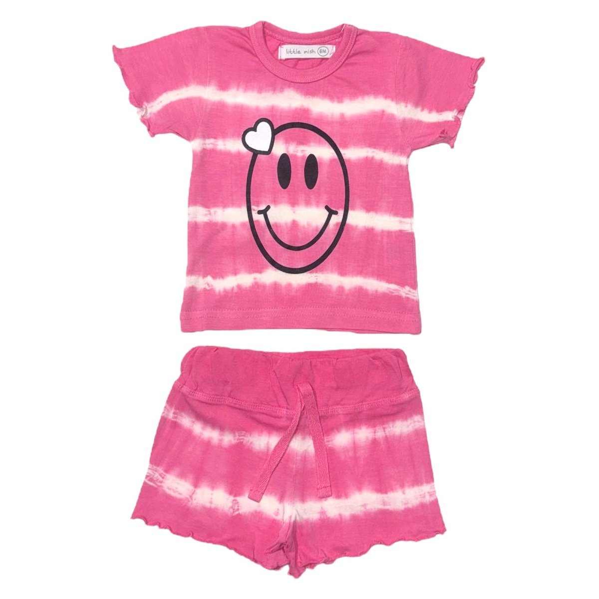 SMILEY FACE TIE DYE TSHIRT AND SHORTS SET - SET