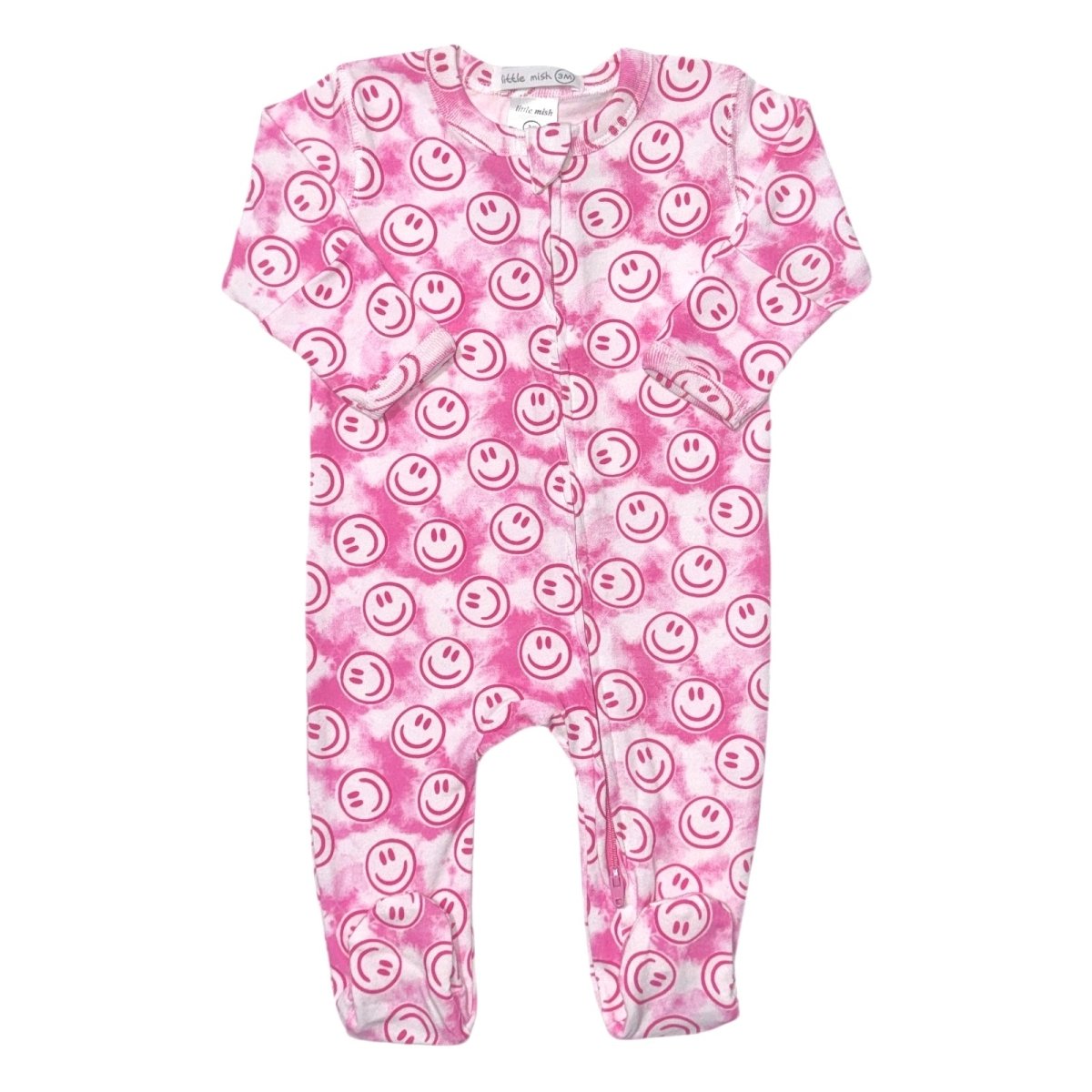 SMILEY FACE TIE DYE ZIP FOOTIE - FOOTIES