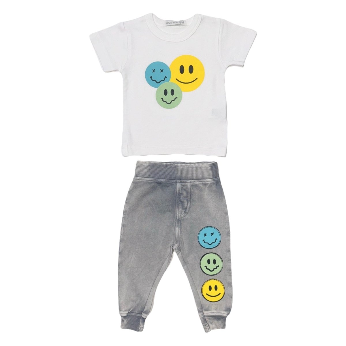 SMILEY FACE TSHIRT AND SWEATPANTS SET - SET