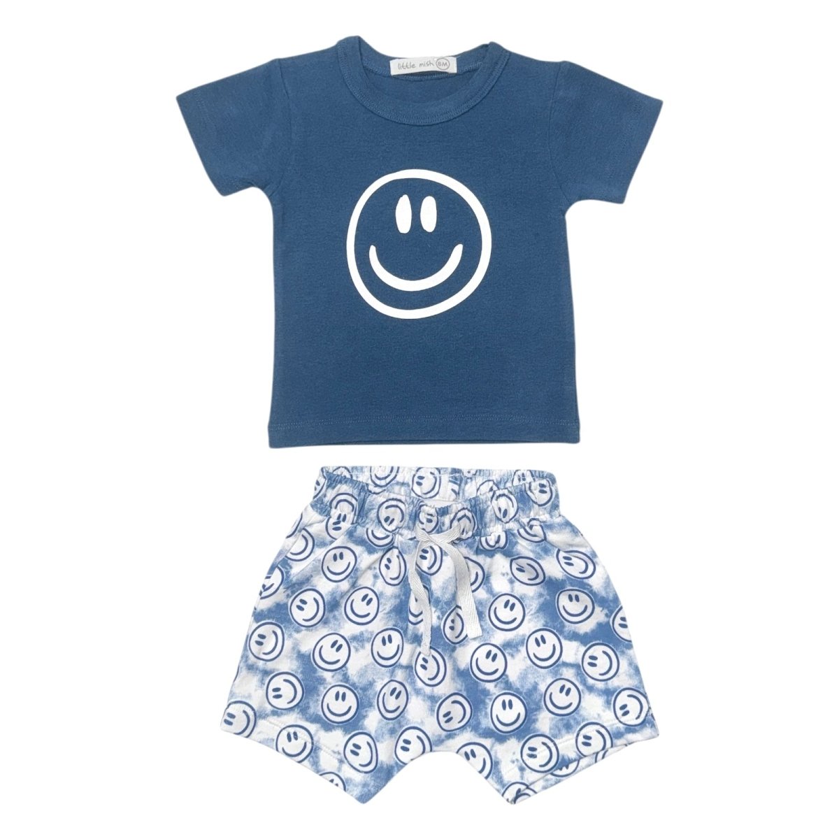 SMILEY FACE TSHIRT AND TIE DYE SHORTS SET - SET