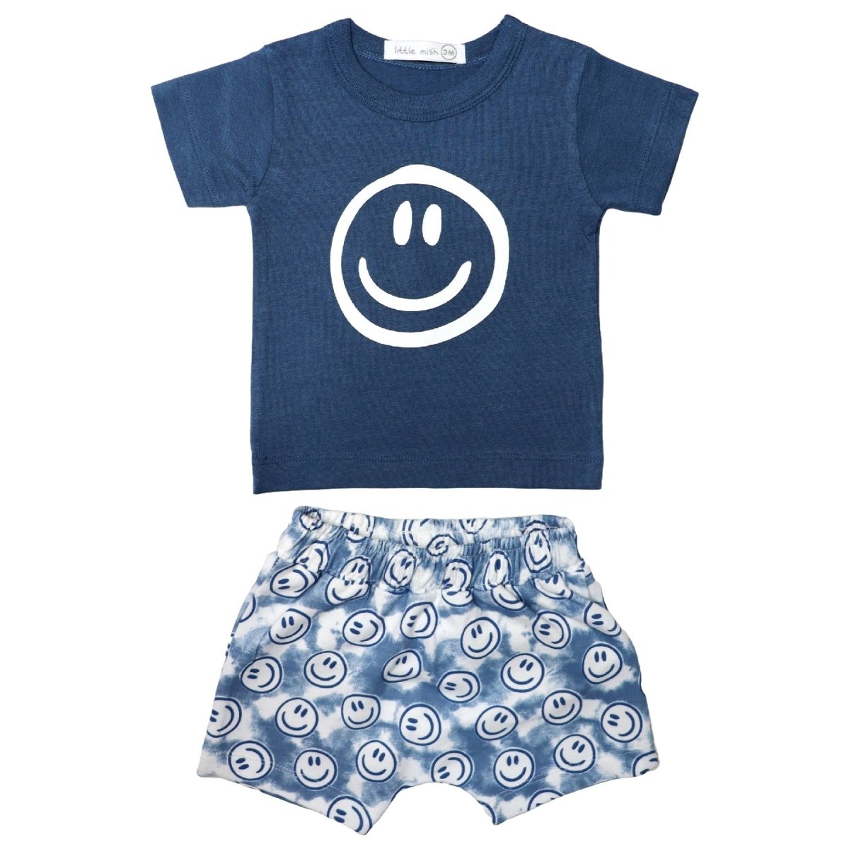 SMILEY FACE TSHIRT AND TIE DYE SHORTS SET (PREORDER) - MISH MISH