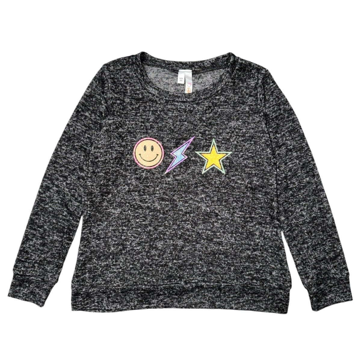 SMILEY & LIGHTNING BOLT SWEATSHIRT - MALIBU SUGAR