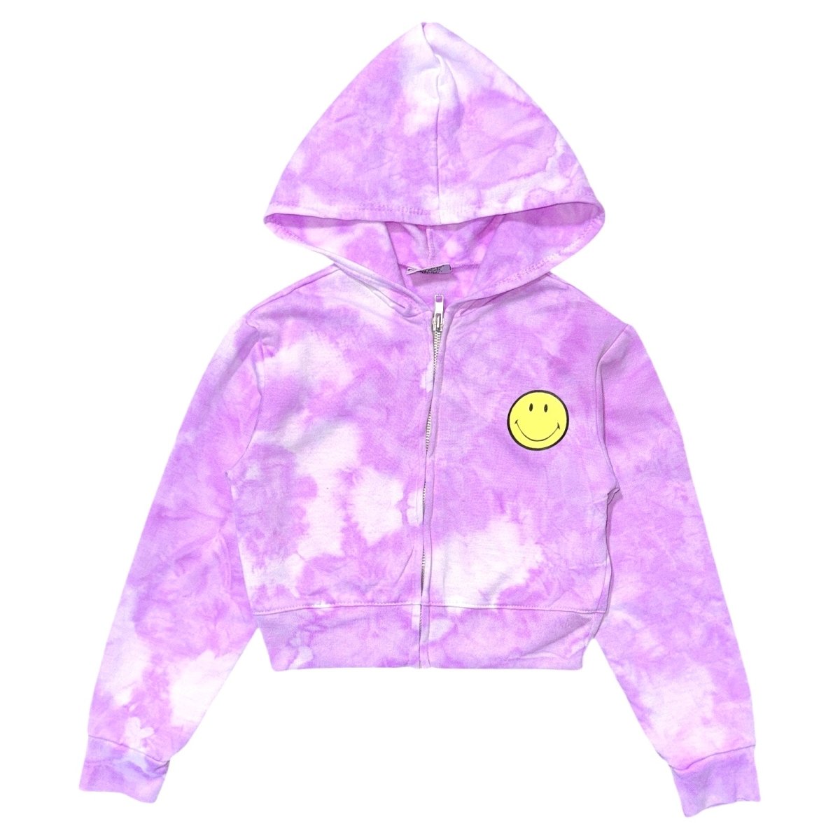 SMILEY TIE DYE ZIP UP HOODIE - HOODIES