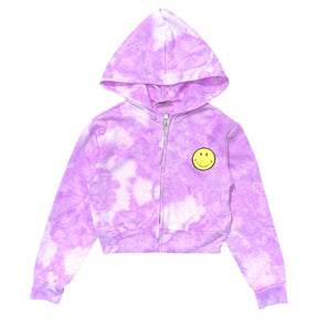 SMILEY TIE DYE ZIP UP HOODIE - HOODIES