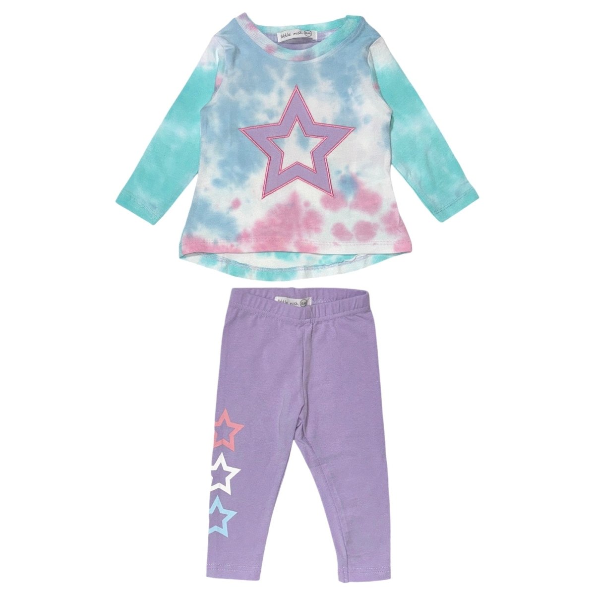 STAR TIE DYE LONG SLEEVE TSHIRT AND LEGGINGS SET - MISH MISH