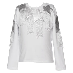 STARS FRINGE LONG SLEEVE TOP (PREORDER) - SARA SARA