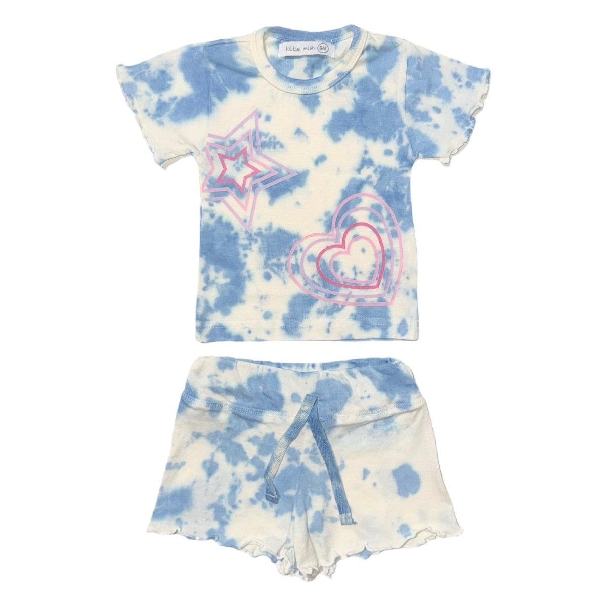 STARS & HEARTS TIE DYE TSHIRT AND SHORTS SET - MISH MISH