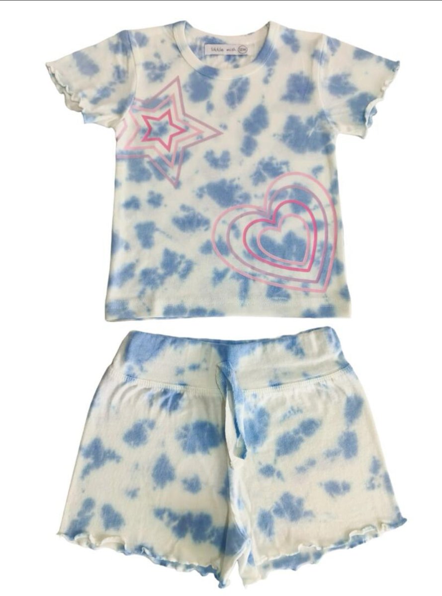 STARS & HEARTS TIE DYE TSHIRT AND SHORTS SET (PREORDER) - MISH MISH