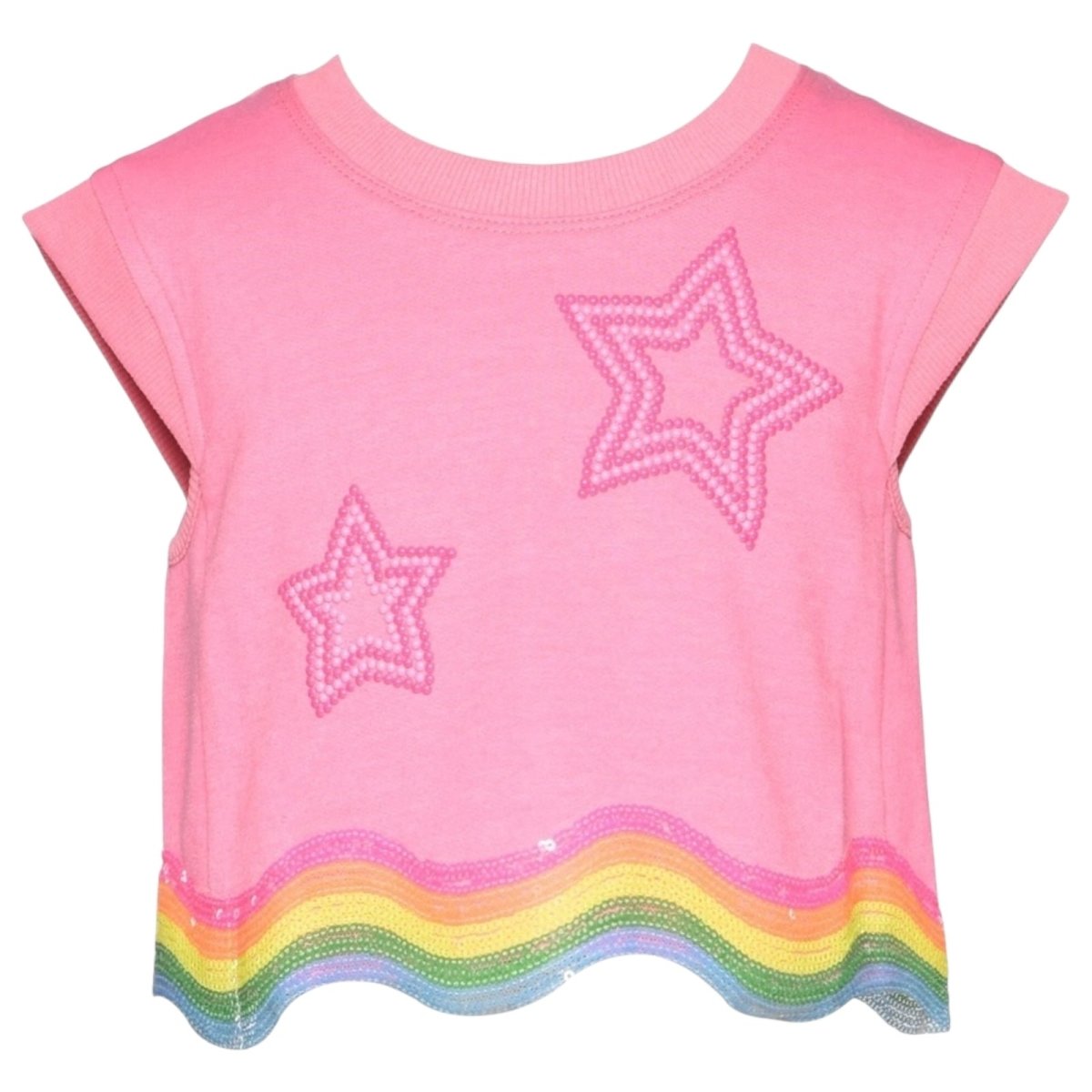 STARS & SEQUIN WAVY CROP TOP (PREORDER) - SARA SARA