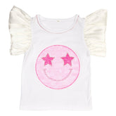 STARSTRUCK SEQUIN SMILEY RUFFLE TOP - MINI DREAMERS