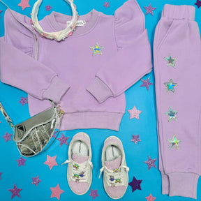 STELLAR STARS RUFFLE SWEATSHIRT AND SWEATPANTS SET - MINI DREAMERS