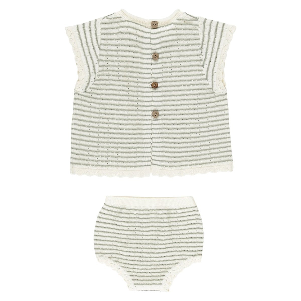 STRIPE SCALLOP KNIT TOP AND BLOOMERS SET - RYLEE + CRU