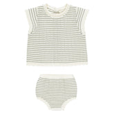 STRIPE SCALLOP KNIT TOP AND BLOOMERS SET - RYLEE + CRU