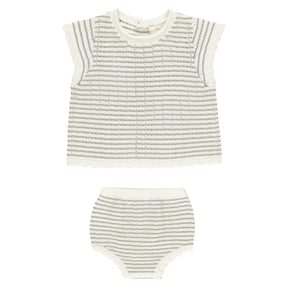 STRIPE SCALLOP KNIT TOP AND BLOOMERS SET - RYLEE + CRU