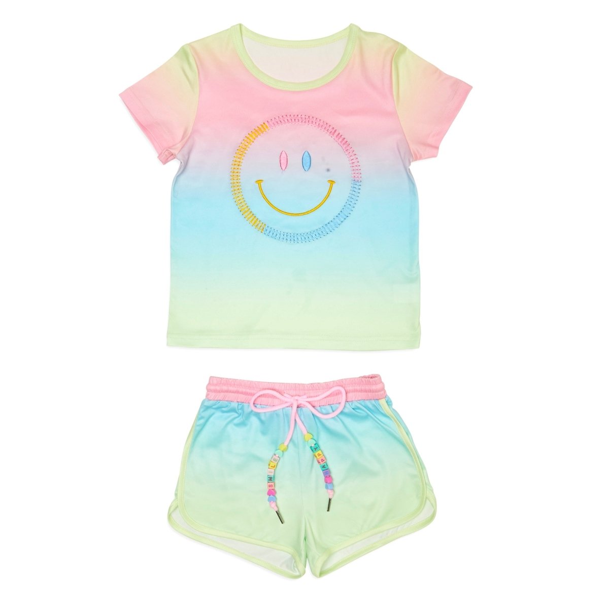 SUNSET SMILEY OMBRÉ TOP AND SHORTS SET - SET