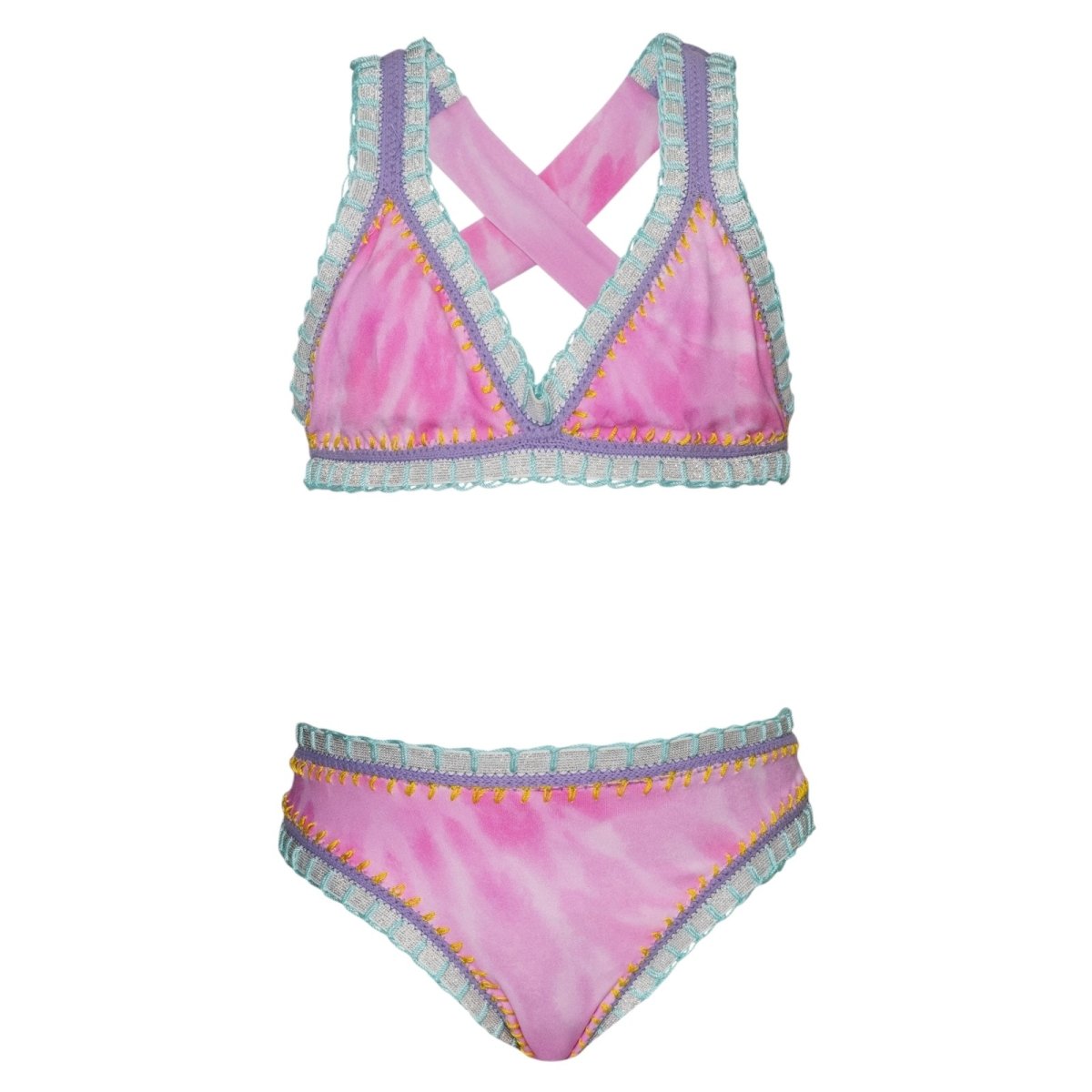 TIE DYE RAINBOW STITCHING TWO PIECE BIKINI (PREORDER) - PQ KIDS