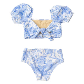 TROPICAL BLUES PUFF SLEEVE TWO PIECE BIKINI (PREORDER) - TWO PIECE BIKINI