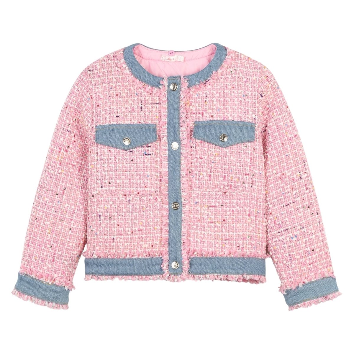 TWEED DENIM TRIM JACKET W/ REMOVABLE FAUX FUR COLLAR (PREORDER) - BILLIEBLUSH