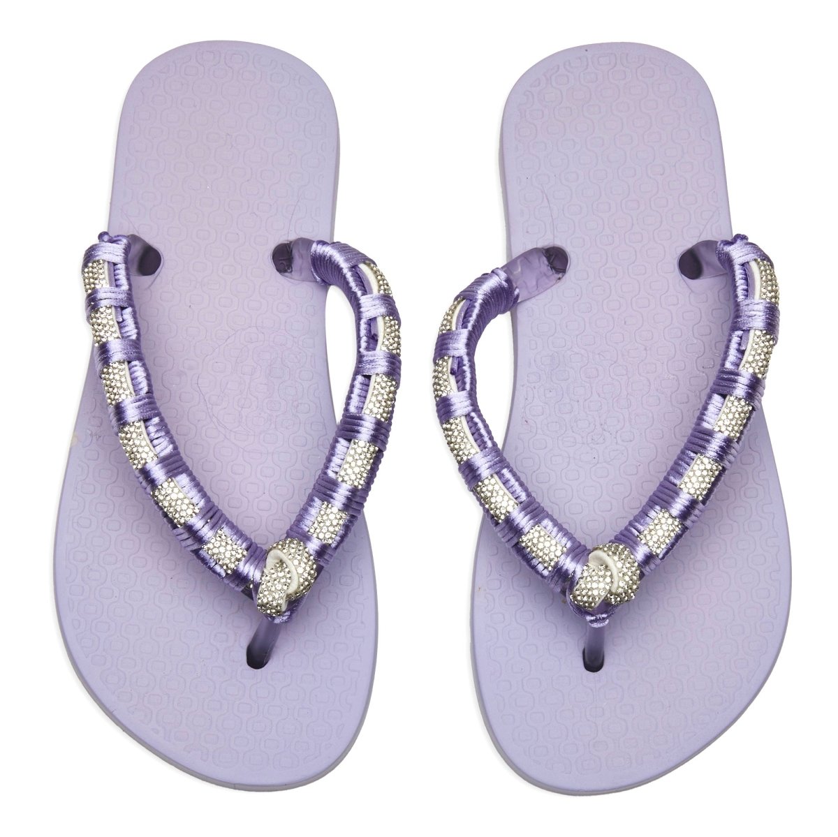 WOVEN CRYSTAL FLIP FLOP SANDALS - SANDALS