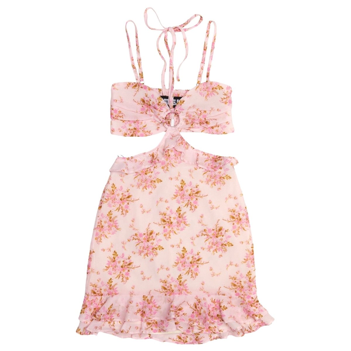 ZARA PINK BOUQUET CUT OUT DRESS - DRESSES