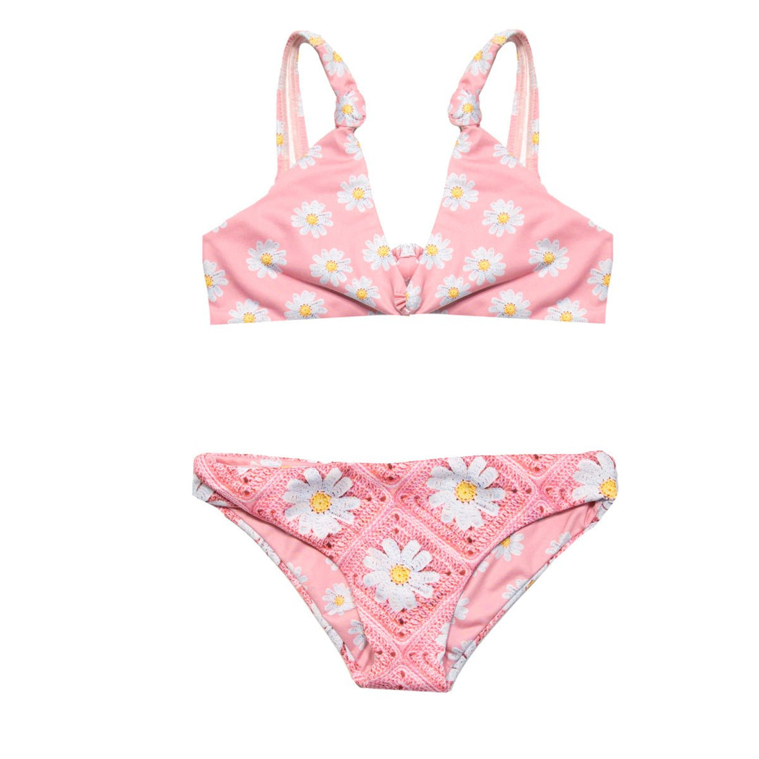 CROCHET FLOWER PRINT TWO PIECE BIKINI